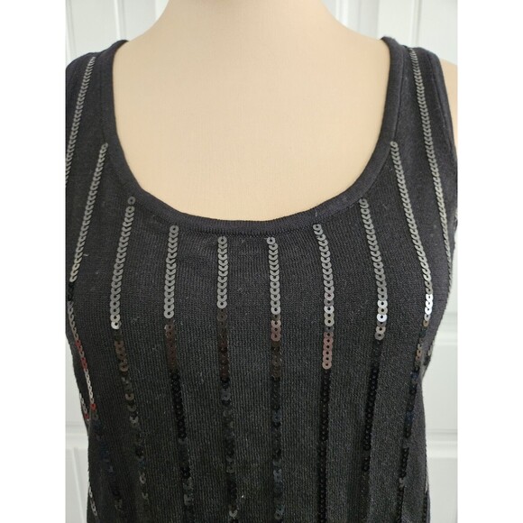 Michael Kors Black Sequined Stripe Knit Tank Top M NWT Sparkle - Picture 3 of 10